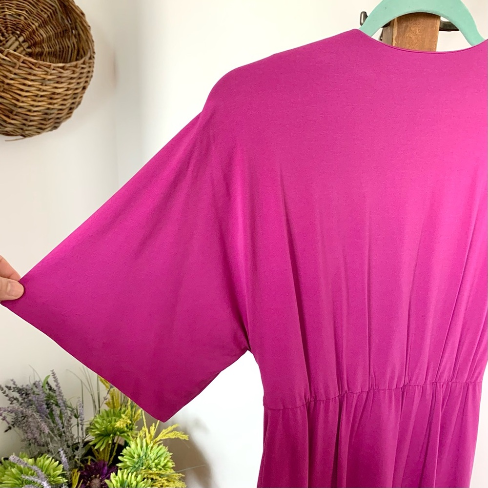 Trina Turk Etta Dress Vivid Viola Bodycon Front Twist Fluttery Dolman sleeves XS - Picture 9 of 16